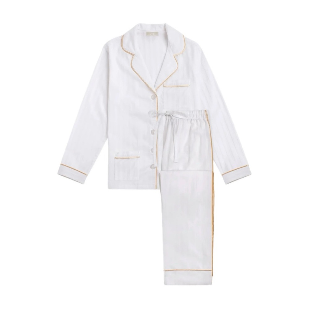 KIP Premium Premium Cotton Long Luxury Pajama in Lily White “KK” “AJ” “CM”